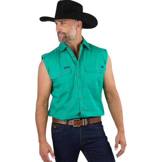 Ringers Western 118110001 Rob Roy Mens Sleeveless Full Button Work Shirt