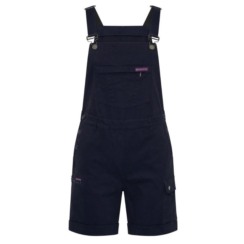 Navy blue bib overalls Green Hip S-ALLW Womens Shortalls