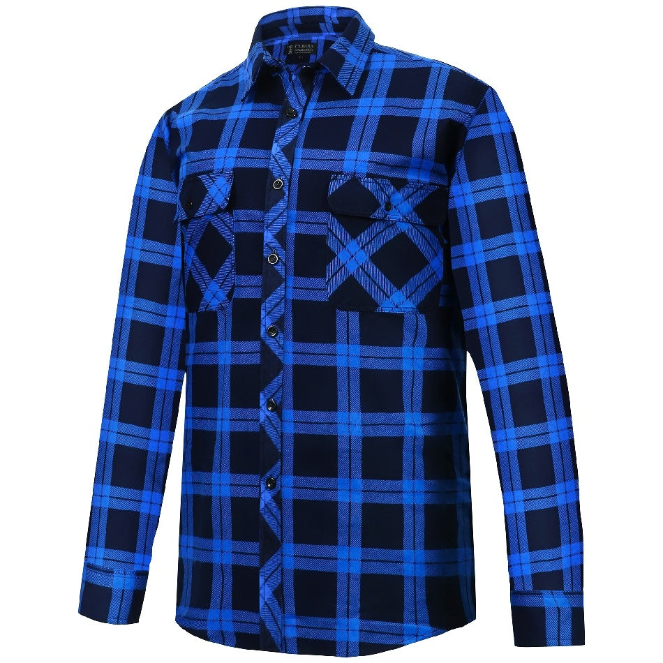 Pilbara RM123SQS Open Front Quilted Shirt - Royal/Navy - Front View
