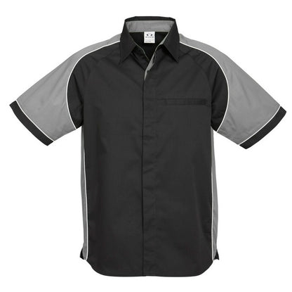 Black and gray industrial button down Biz Collection S10112 Mens Nitro Short Sleeve Shirt