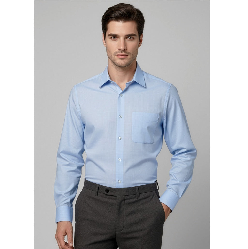 Biz Collection S10210 Mens Luxe Long Sleeve shirt - Blue - Alternative Front View