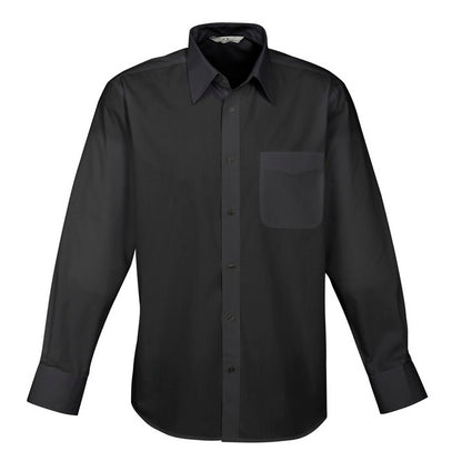 Mens Black button down professional shirt Biz Collection S10510 Base Mens Long Sleeve Shirt