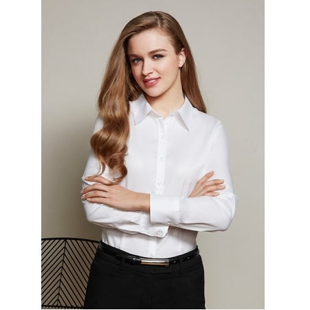 Biz Collection S118LL Ladies Luxe Long Sleeve Shirt - White - Alternative Front View