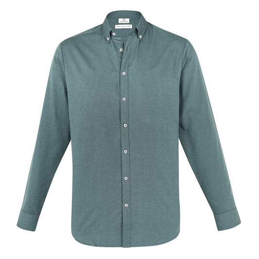 Mens Jasper green  professional easy care minimal ironing button down pearlized buttons Biz Collection S127ML Mens Memphis Long Sleeve Shirts