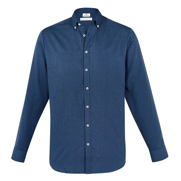 Mens mineral blue coloured smart casual weekend wear Biz Collection S127ML Mens Memphis Long Sleeve Shirts
