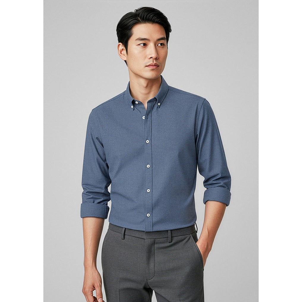 Biz Collection S127ML Mens Memphis Long Sleeve Shirts - Grey Smoke - Alternative Front View