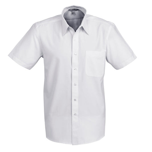 Mens silver grey light stripe comfortable durable long wearing everyday uniform hospitality workplace short sleeve shirt men's short sleeve business shirt, corporate work shirt, office shirt, ambassador shirt, hospitality uniform, business uniform, striped work shirt, easy care business shirt, professional office wear