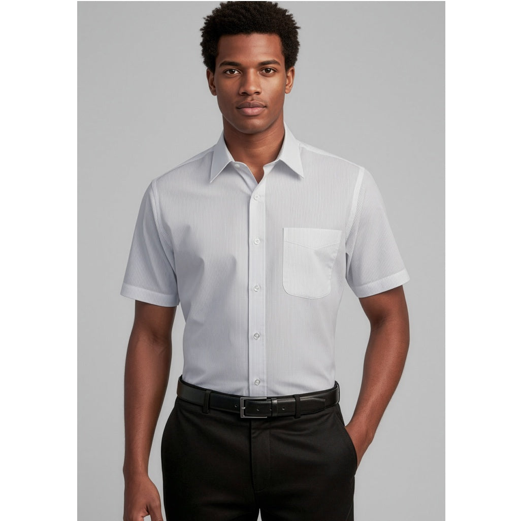 Biz Collection S251MS Mens Ambassador Short Sleeve Shirt - Silver Grey - Alternative Front View