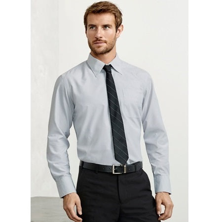 Biz Collection S29510 Mens Ambassador Long Sleeve Shirt - Silver Grey - Front View