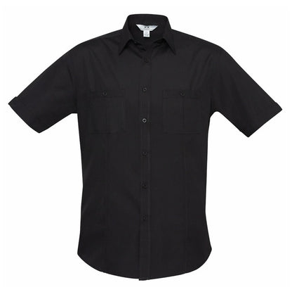 Mens black classic hospitality front pocket comfortable easy iron long wearing everday where in or out UPF 50+ Biz Collection S306MS Bondi Mens Short Sleeve Shirt