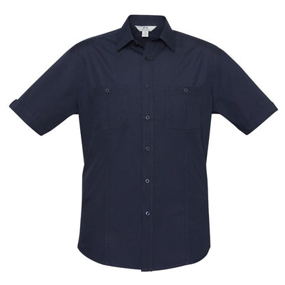 Mens navy  classic fit UPF 50+ professional corporate Biz Collection S306MS Bondi Mens Short Sleeve Shirt