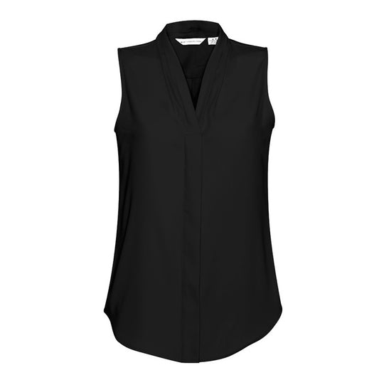 Womens Black drape easy wear wrinkle resistant curved hem Biz Collection S627LN Ladies Madison Sleeveless Shirt