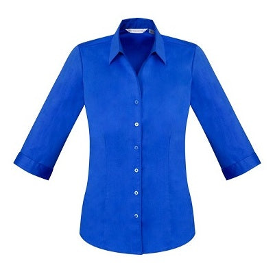 Womens electric blue business shirt Biz Collection S770LT Monaco Ladies 3/4 Shirt