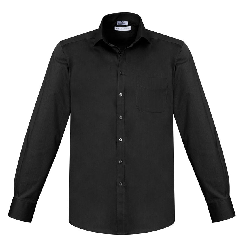 Biz Collection S770ML Monaco Mens L/S Shirt - Black - Alternative Front View
