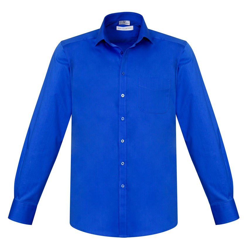 Biz Collection S770ML Monaco Mens L/S Shirt - Electric Blue - Alternative Front View