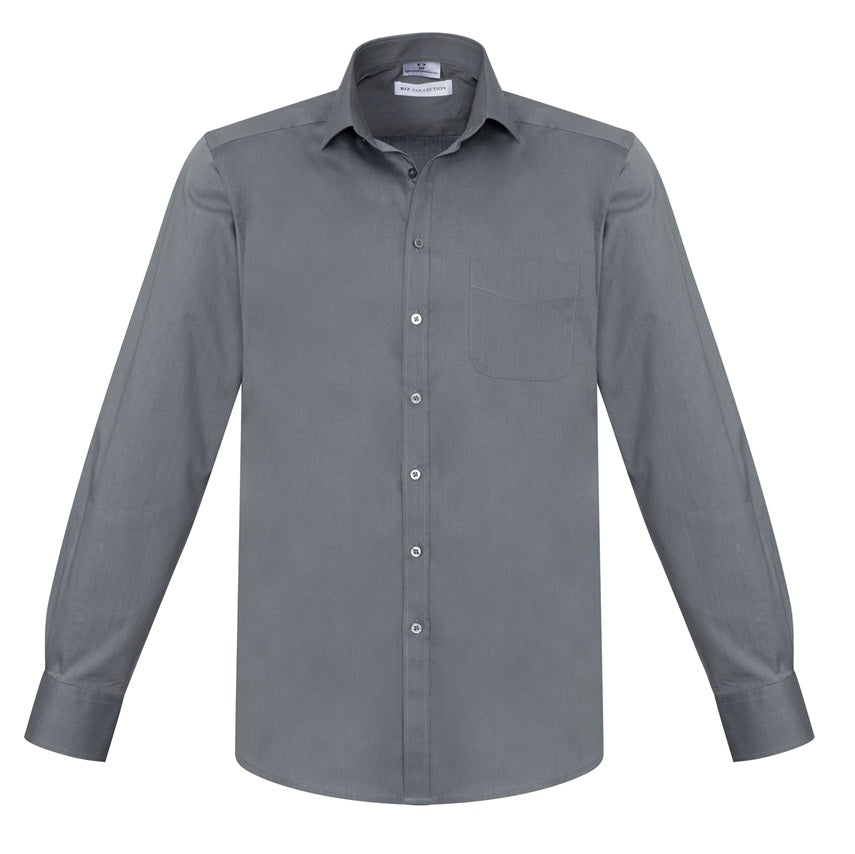 Mens long sleeve charcoal platinum grey premium cotton button down business corporate Biz Collection S770ML Monaco Mens L/S Shirt