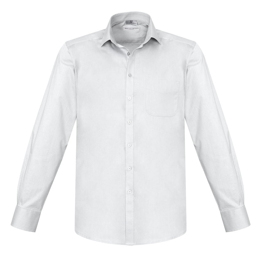 Mens classic white everyday workplace or uniform cuffed sleeves breathable wrinkle resistant corporate Biz Collection S770ML Monaco Mens long sleeve Shirt