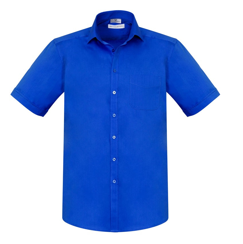 Electric Blue mens brandable button down Biz Collection S770MS Monaco Mens Short Sleeve Shirt
