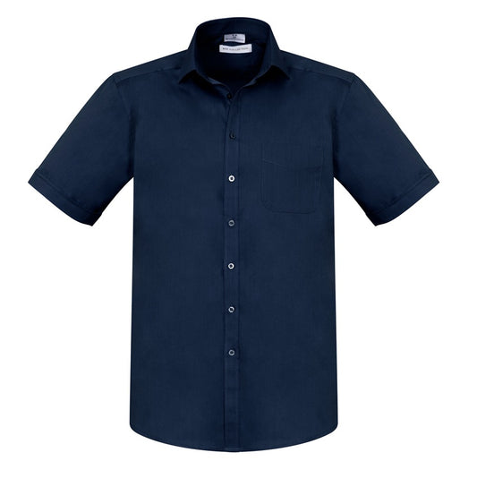 Navy modern colour mens breathable shirt Biz Collection S770MS Monaco Mens Short Sleeve Shirt
