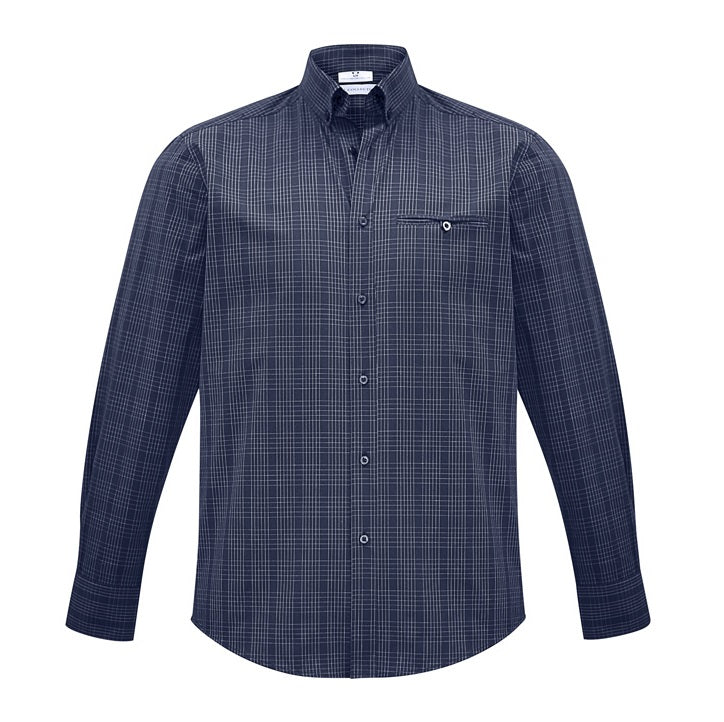 Biz Collection S820ML Harper Mens Long Sleeve Shirt - Ink/Silver - Alternative Front View