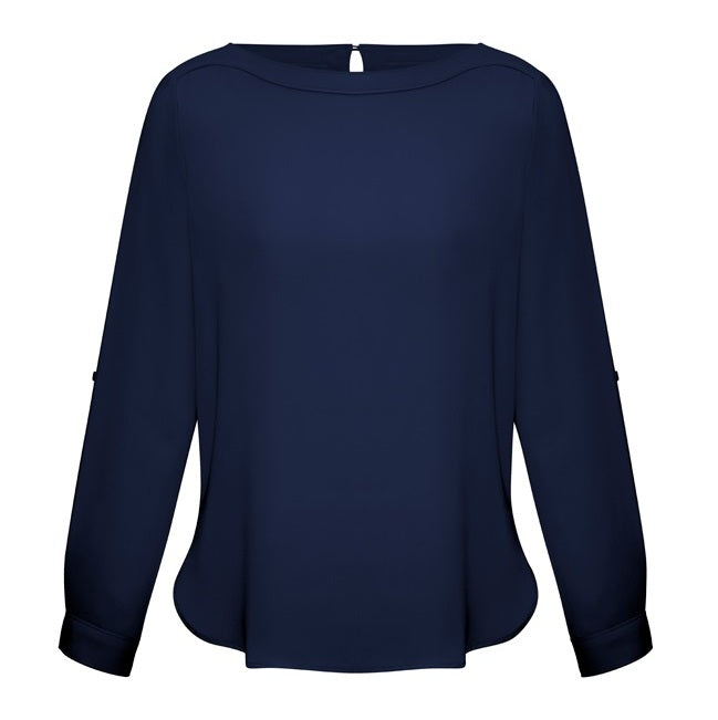 Biz Collection S828LL Womens Madison Boatneck Top - Midnight Blue - Alternative Front View