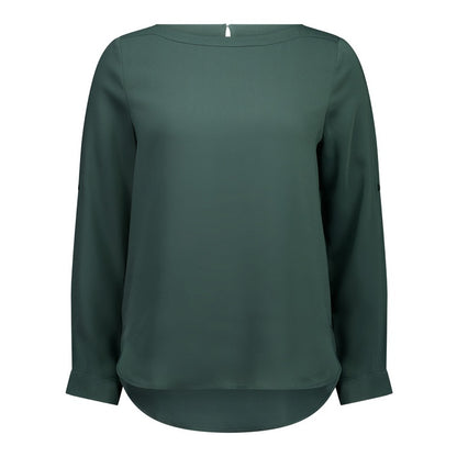 womens jasper green Soft fabric with a flattering drape roll up sleeve tab office uniform Biz Collection S828LL Womens Madison Boatneck Top