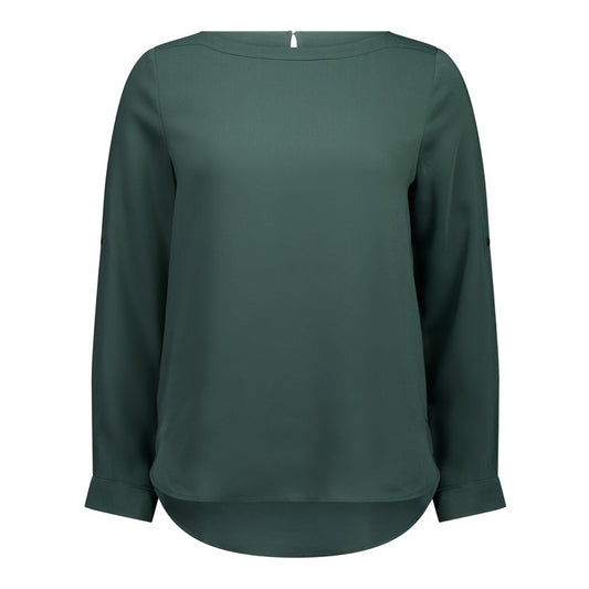 womens jasper green Soft fabric with a flattering drape roll up sleeve tab office uniform Biz Collection S828LL Womens Madison Boatneck Top