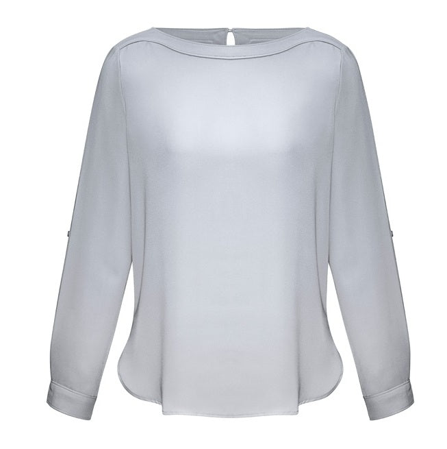 Biz Collection S828LL Womens Madison Boatneck Top - Silver Mist - Alternative Front View