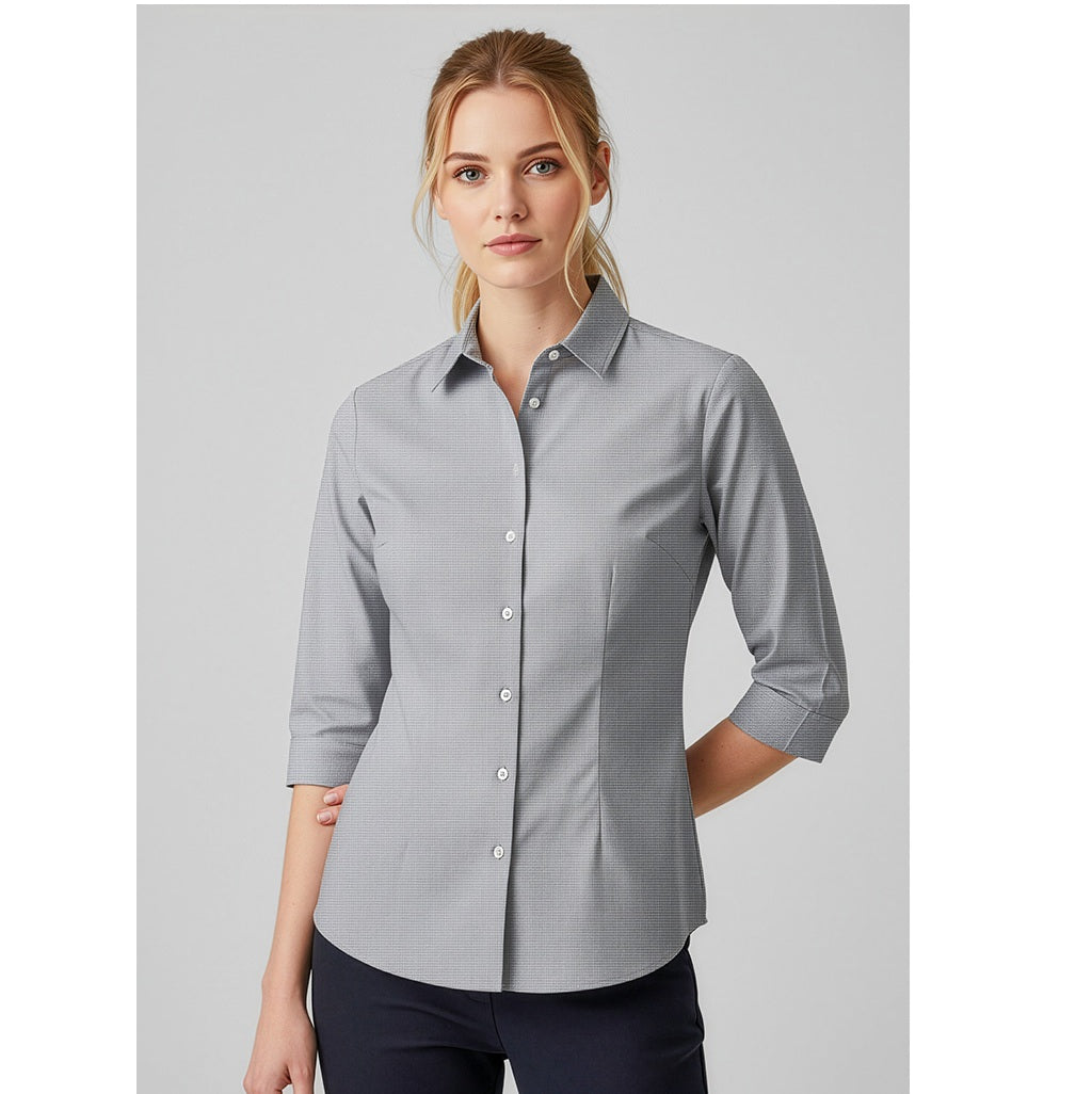 Biz Collection S910LT Jagger Ladies 3/4 Shirt - Silver - Alternative Front View