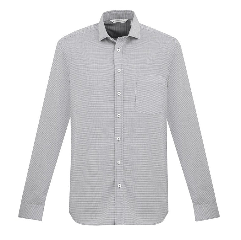 Mens silver grey office easy iron long wearing cotton rich shirt Biz Collection S910ML Jagger Mens Long Sleeve Shirt