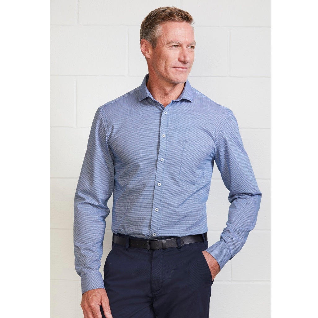 Biz Collection S910ML Jagger Mens Long Sleeve Shirt - French Blue - Alternative Front View