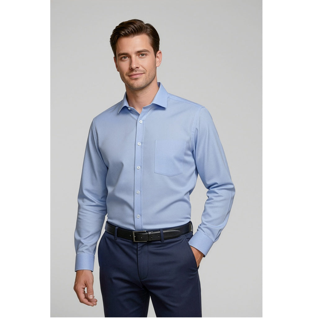 Biz Collection S912ML Regent Mens Long Sleeve Shirt - Blue - Alternative Front View