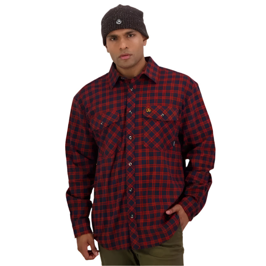Swanndri SE18250M Mens Full Button Egmont Twin Pack - Red/Navy Check - Front View