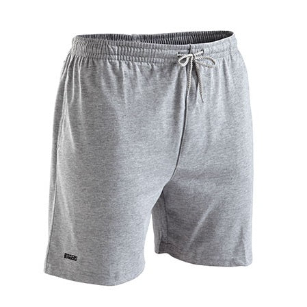 Gray shorts with a drawstring on a white background