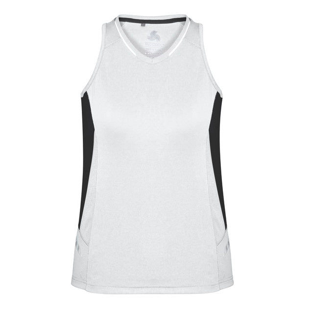 Biz Collection SG702L Ladies Renegade Singlet - White/Black - Front View