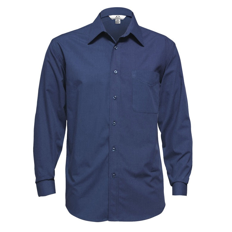 Biz Collection SH816 Micro Check Mens Long Sleeve Shirt - Navy - Front View