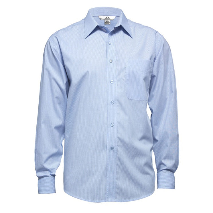 Biz Collection SH816 Micro Check Mens Long Sleeve Shirt - Sky - Alternative Front View