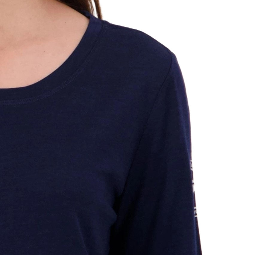 Line 7 SL7W19111W Women's Merino L/S Crew Baselayer - Navy - Shoulder Logo Detail