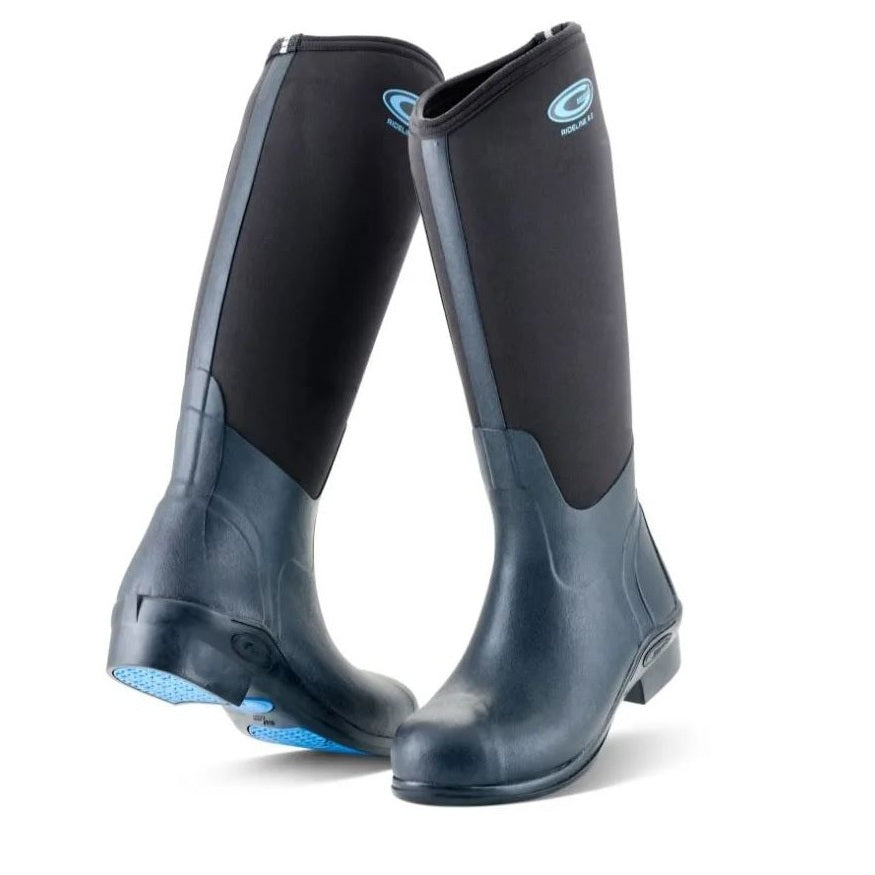 Black and blue rubber neoprene Grubs SRID-000H Rideline Equestrian Boot