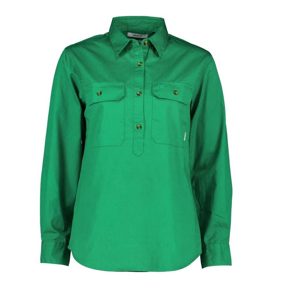 Swanndri SS192133W Womens Roma Long Sleeve Shirt - Green - Front View