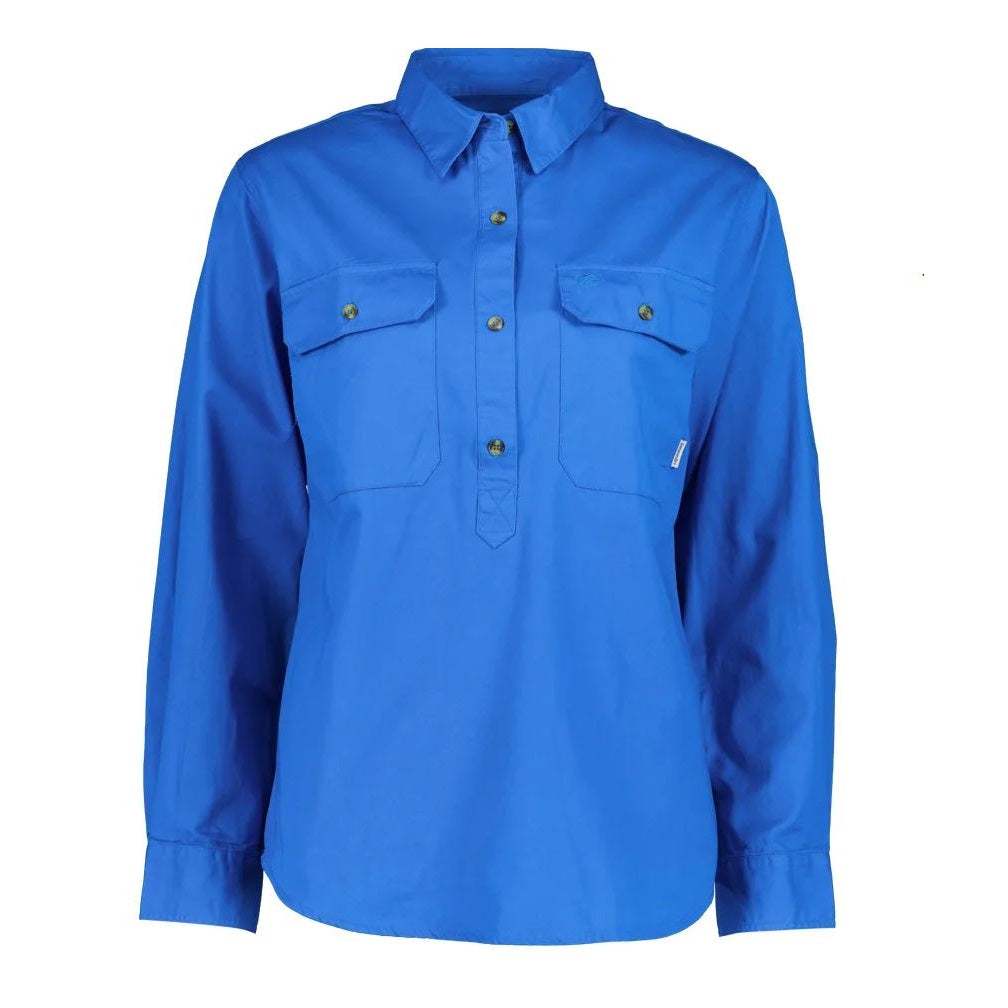 Swanndri SS192133W Womens Roma Long Sleeve Shirt - Marine Blue - Front View