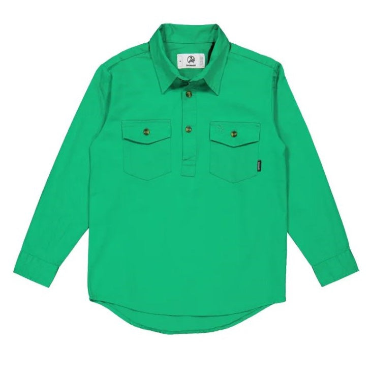 Swanndri SS222475K Kids Alice Springs Long Sleeve Shirt - Green - Alternative Front View