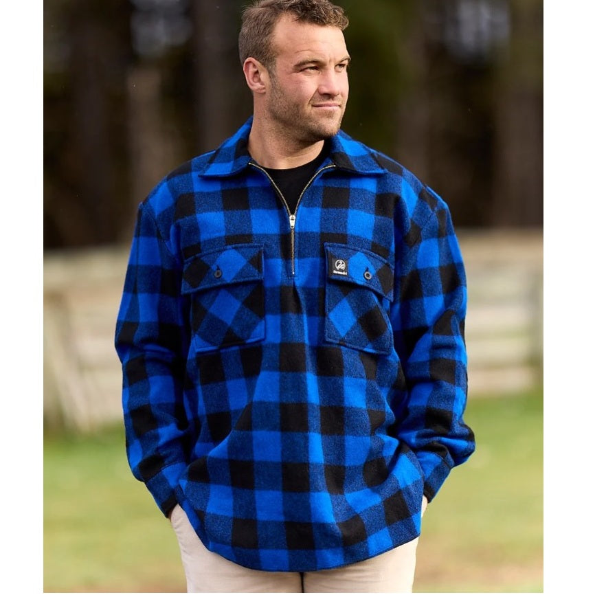 Swanndri SSD0107 Mens Ranger Wool Zip Front Bushshirt - Blue/Black - Lifestyle