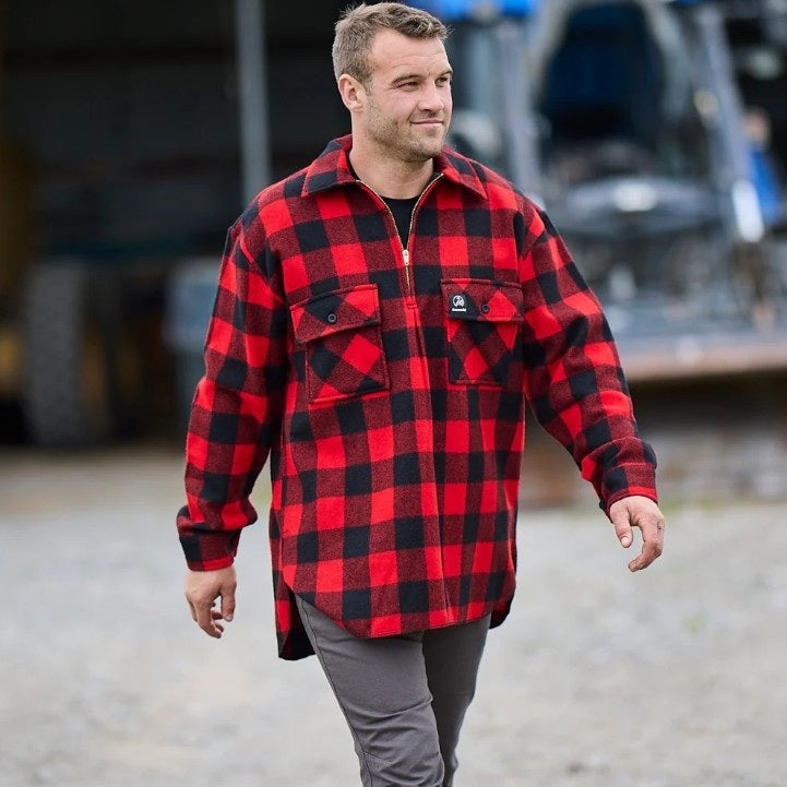 Swanndri SSD0107 Mens Ranger Wool Zip Front Bushshirt - Red/Black - Lifestyle