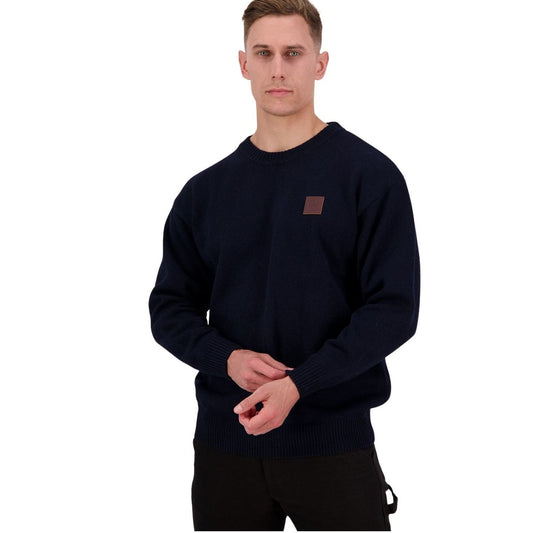 Navy blue Swanndri SSD2445D Mens Seafarer Wool Crew Neck Jersey