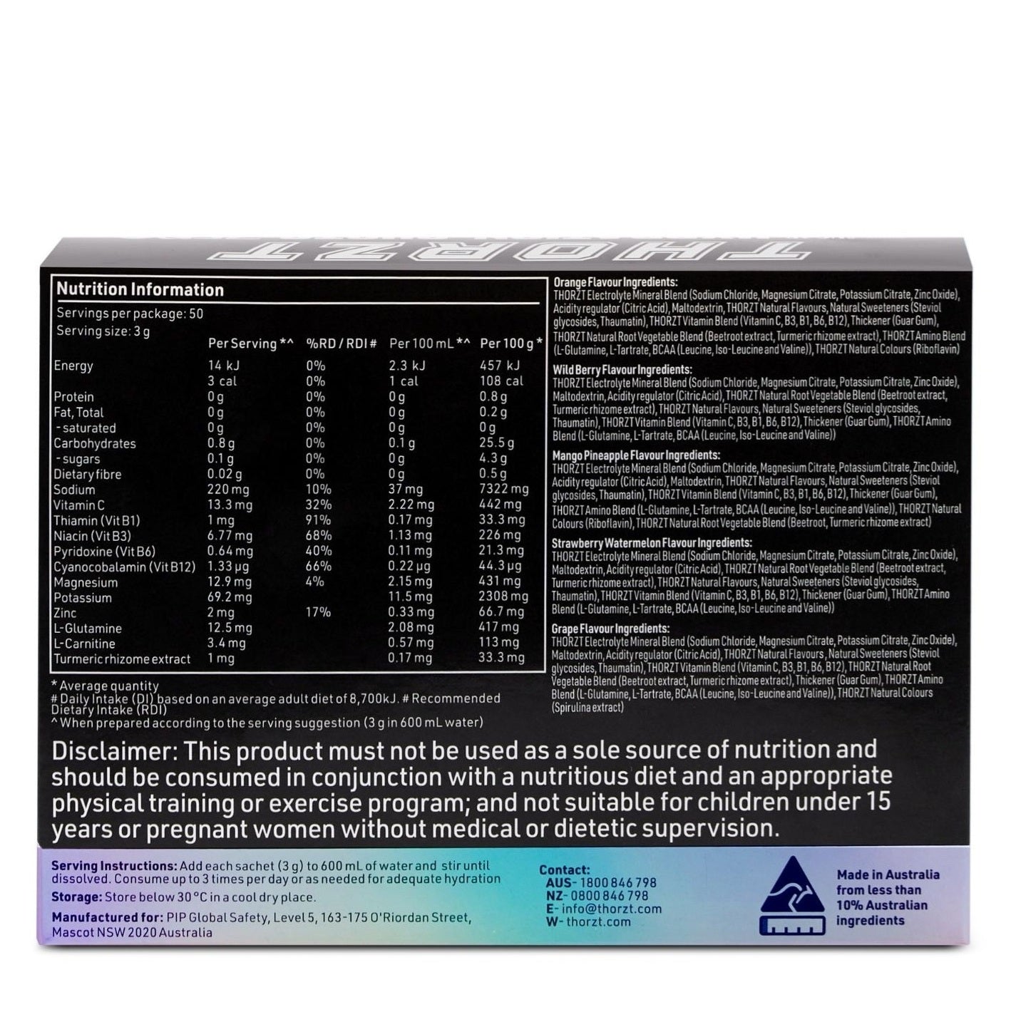 Thorzt SSSFZERO Sugar Free Hydration Shot Zero Natural Mixed Flavours