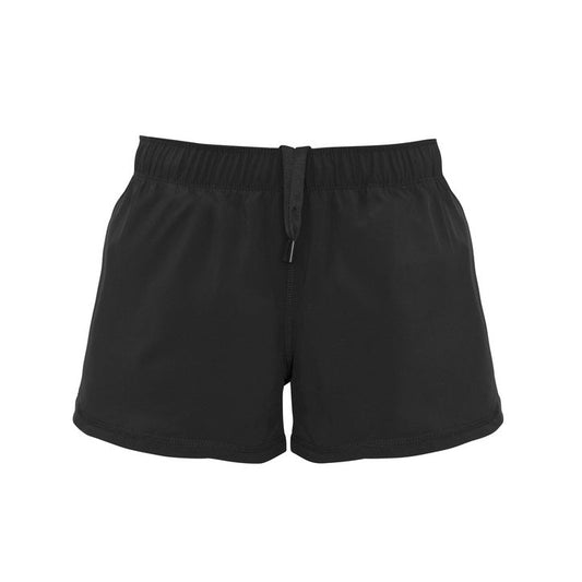 Biz Collection ST512L Ladies Tactic Shorts black elastic waist drawstring breathable quick drying moisture wicking everyday active wear sports shorts with reflective tape