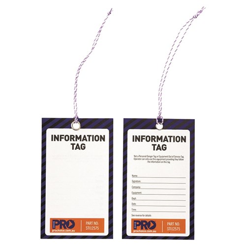 Pro Choice STI12575 Safety Tag 125mm X 75mm Information (Blank) - 100 Pack