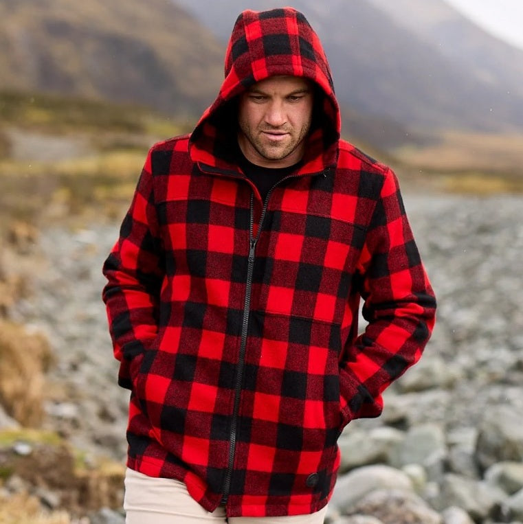 Swanndri SW17435M Hudson Mens Wool Hoody - Red/Black - Lifestyle
