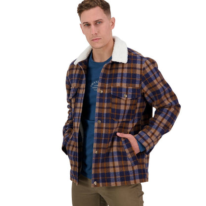 Brown and Blue Toffee Winter Swanndri SW204044M DISCONTINUED Mens Kaituna Sherpa Lined Jacket